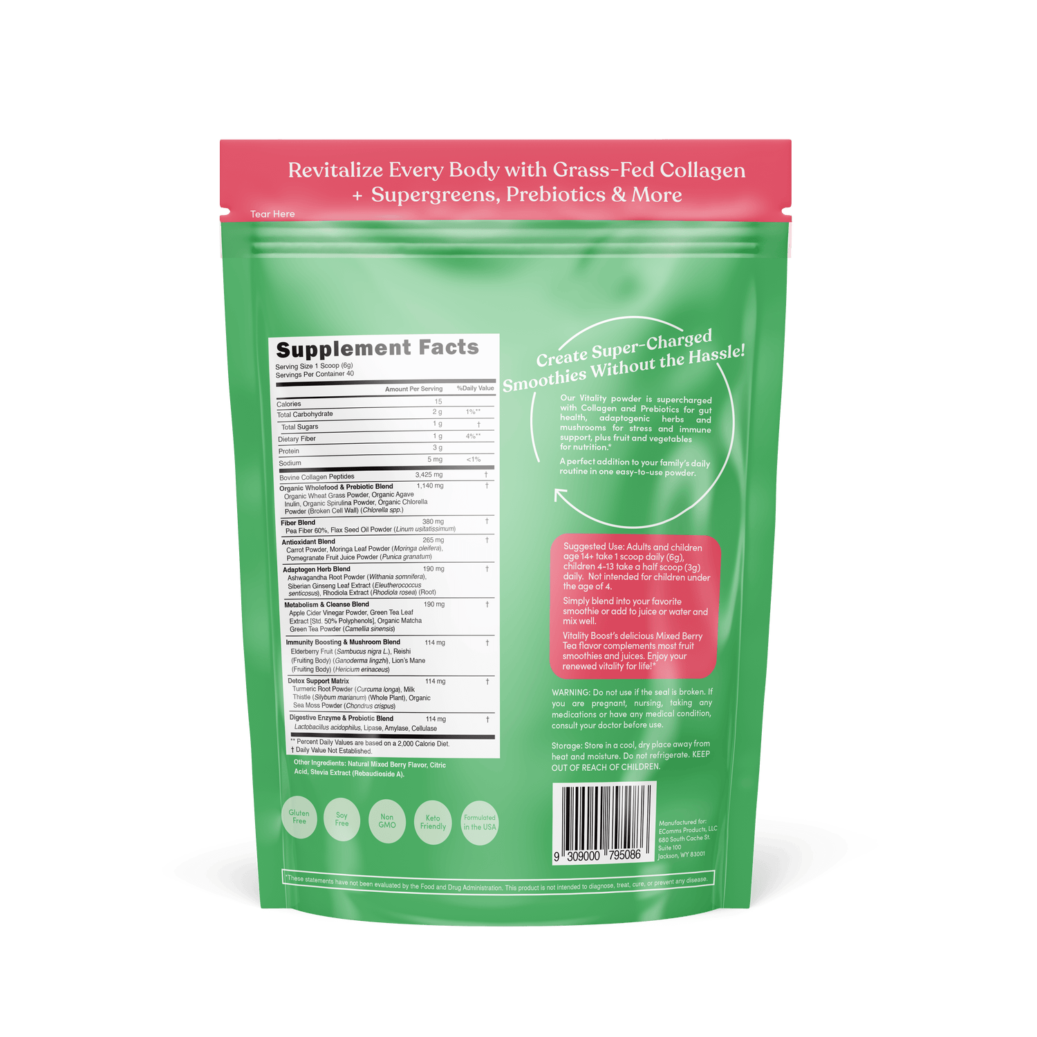 Skip Nutrition Co,,Vitality Boost Supergreens with Multi Collagen 240g Pouch