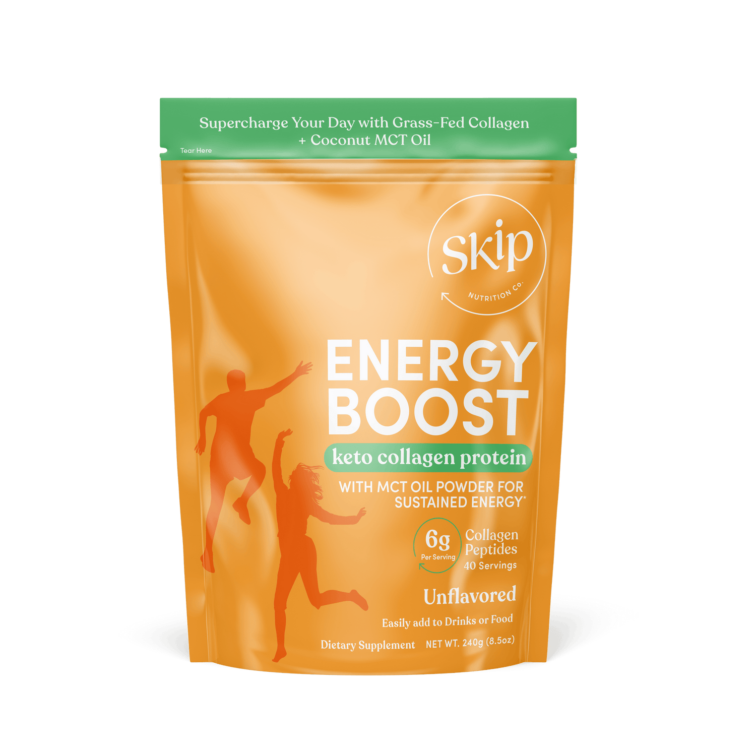 Skip Nutrition Co,,Energy Boost Keto Collagen with MCT Oil 240g Pouch (Unflavored)