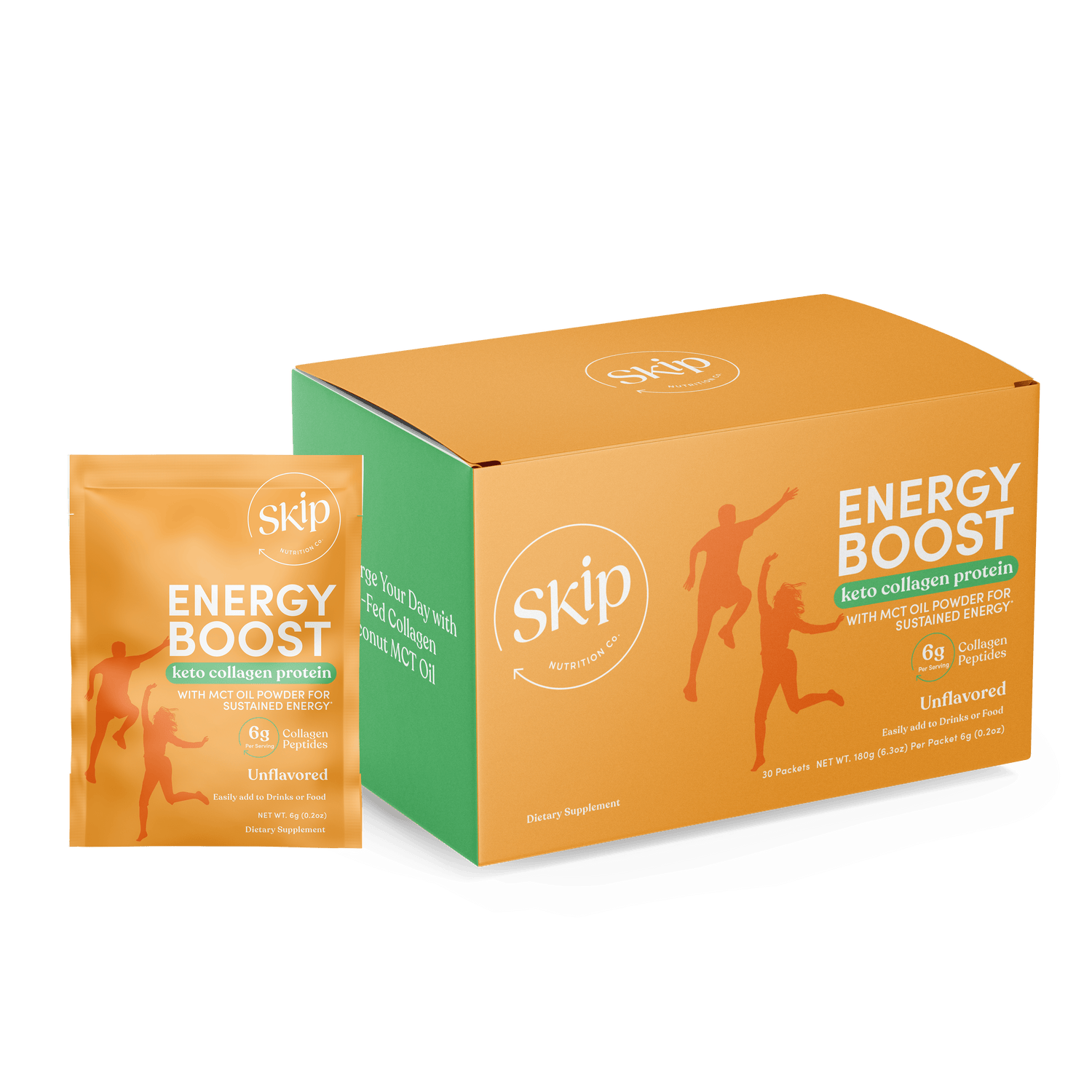 Skip Nutrition Co,,Energy Boost Keto Collagen with MCT Oil 30x 6g Sachets (Unflavored)