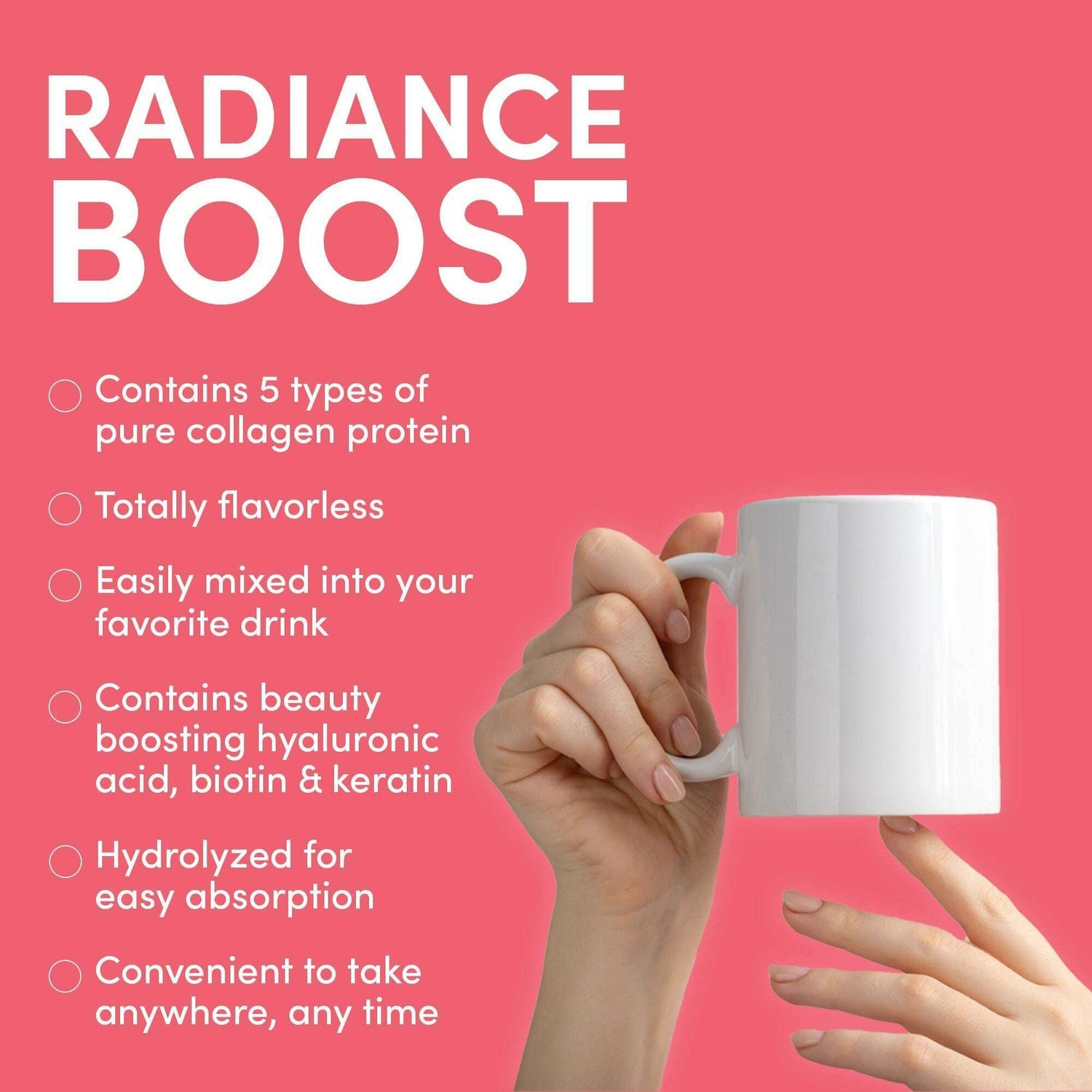 Skip Nutrition Co,,Radiance Boost - Multi Collagen with Vitamin C, Hyaluronic Acid &amp; Keratin 30x 6g Sachets (Unflavored)